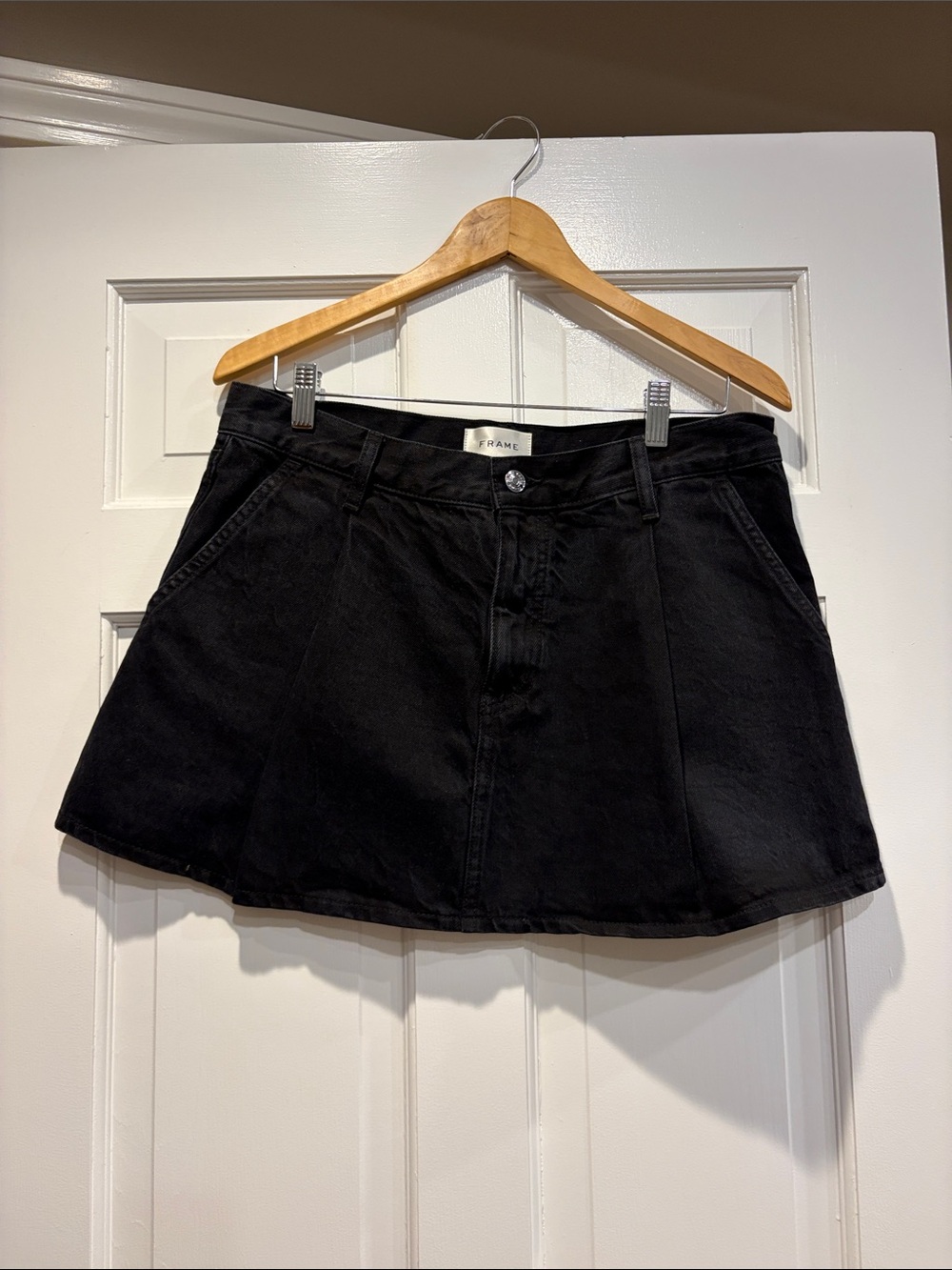 Frame Denim Black A-Line Mini Skirt